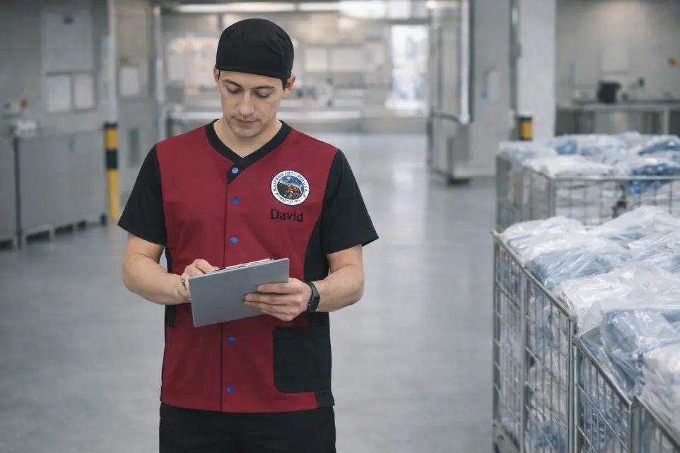 Control de calidad y verificación de ropa personal limpia